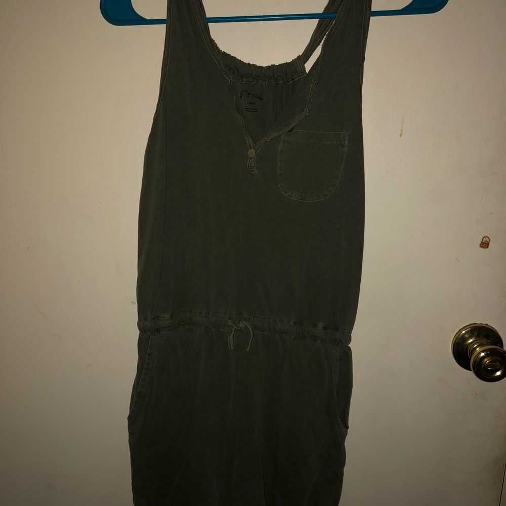Army green kids romper